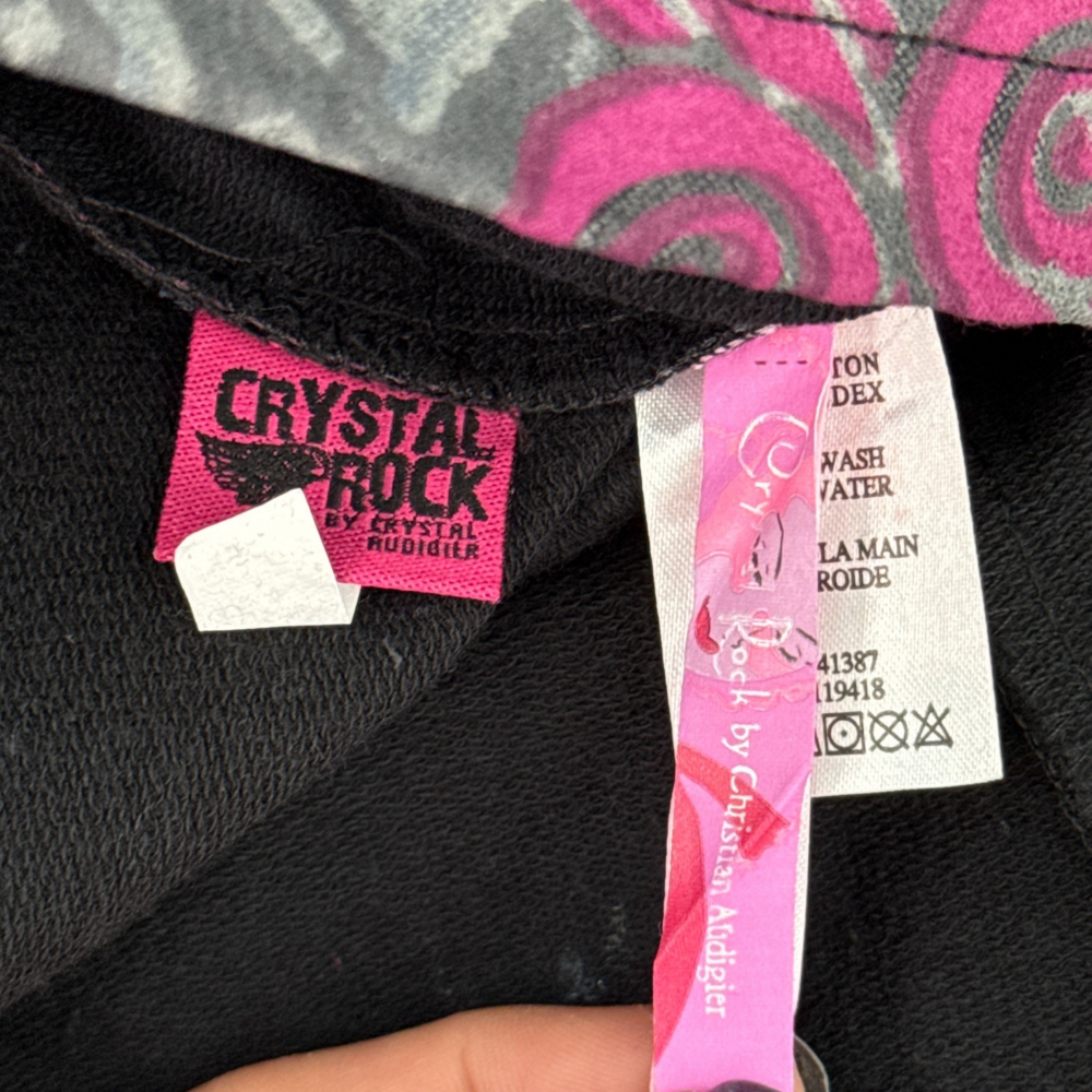 Christian Audigier Y2K Jacket Womens XS Crystal Rock Rhinestone Hair Hoodie NEW - Picture 8 of 12